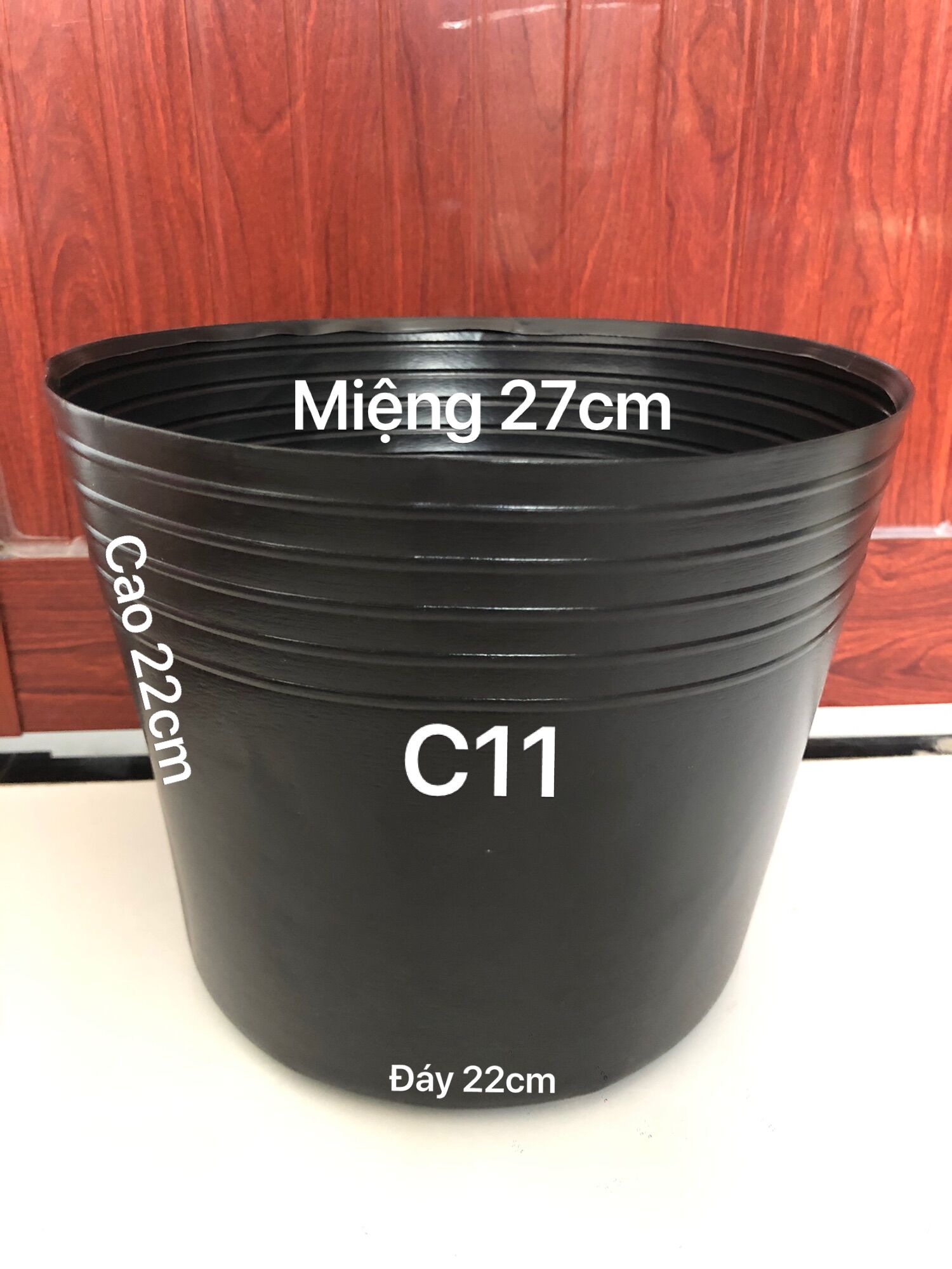 Chậu nhựa trồng cây 50 cái C11 đen bóng dày dặn