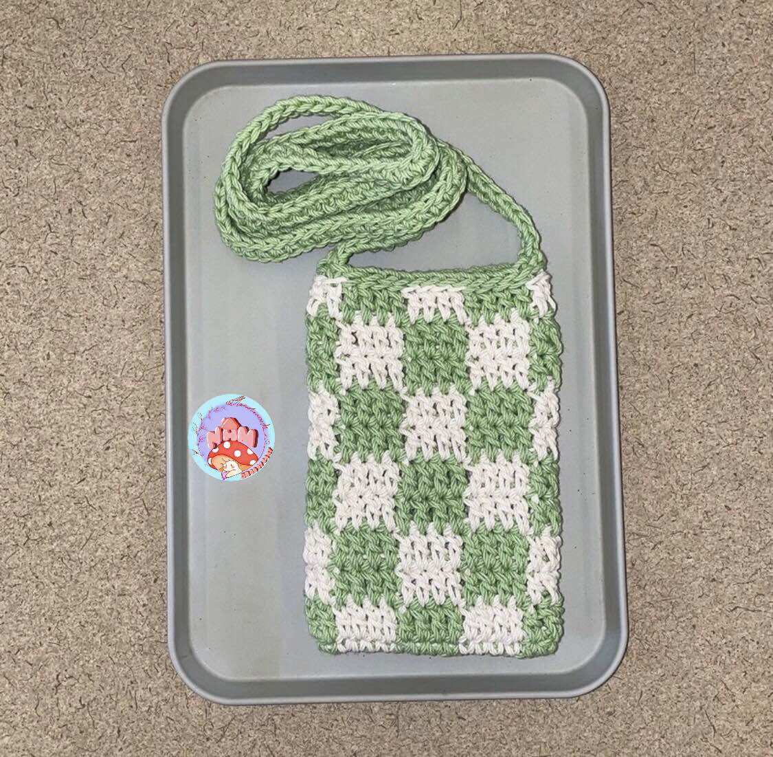Checkered Bag | Túi đeo chéo, đựng điện thoại hoạ tiết caro len móc handmade