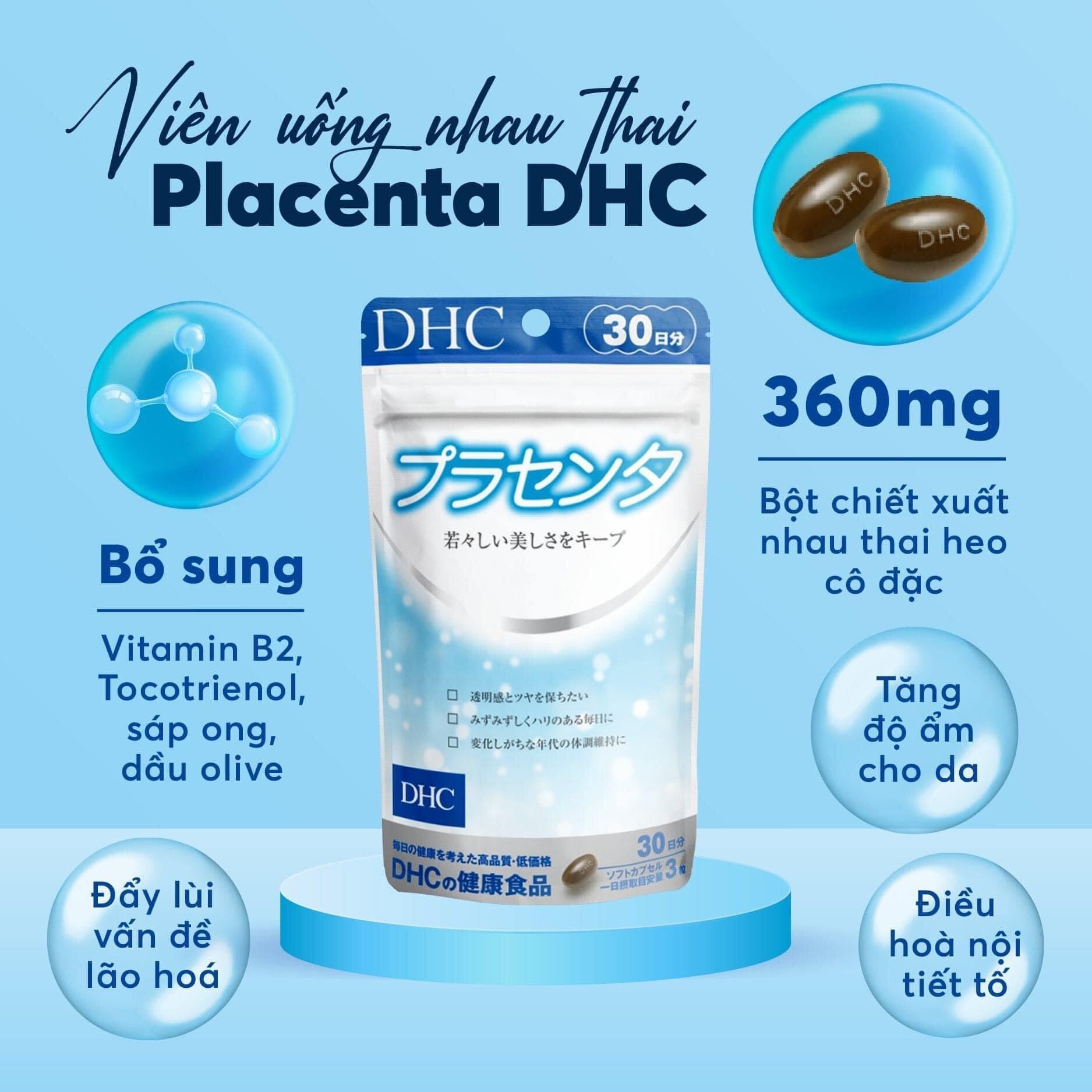 Viên uống nhau thai DHC Placenta làm đẹp da 30 ngày - Chống lão hóa |  VitaminDep.com