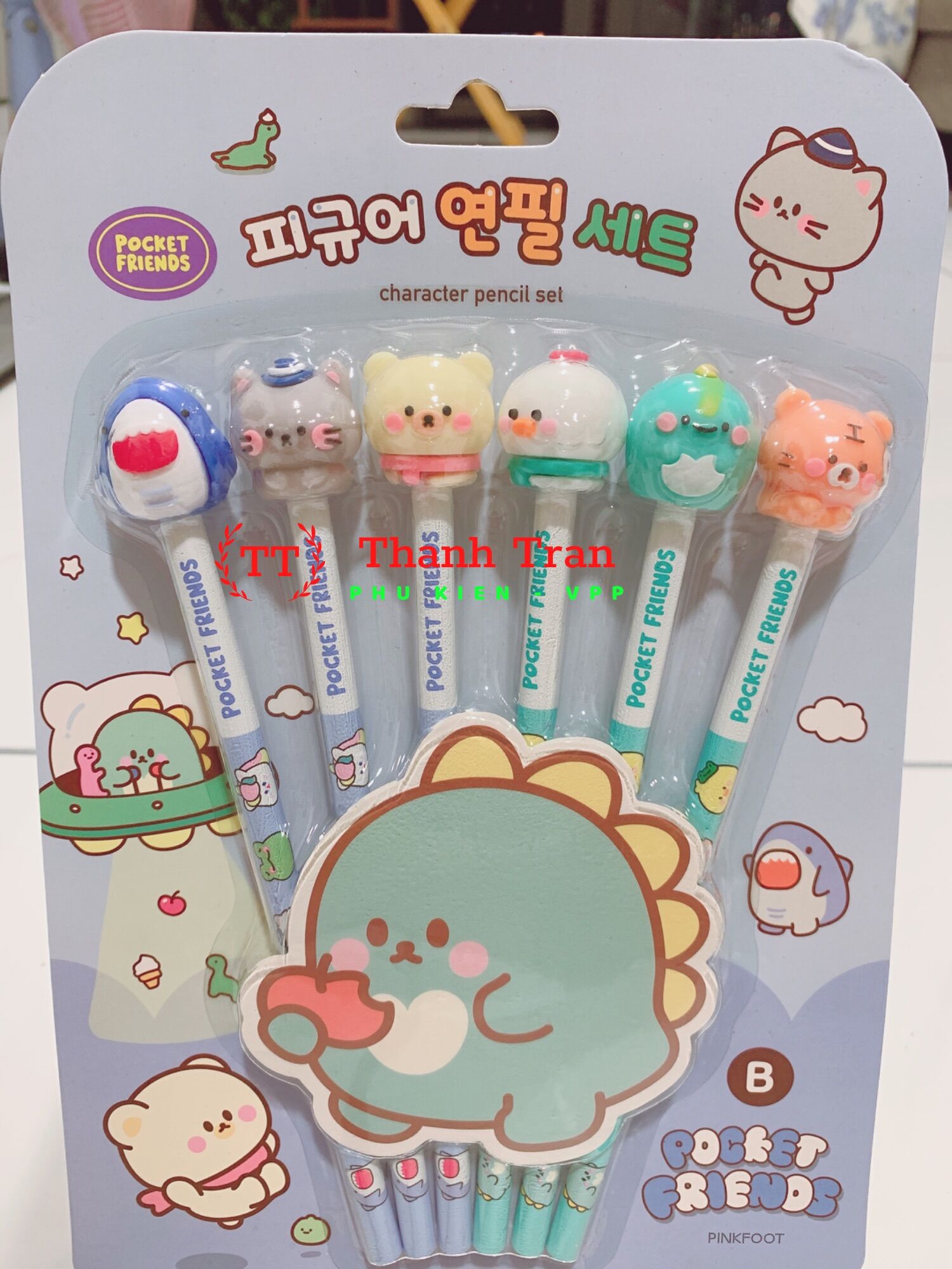 Bút chì gỗ đầu hình thú ngộ nghĩnh (set 6 cây như ảnh)