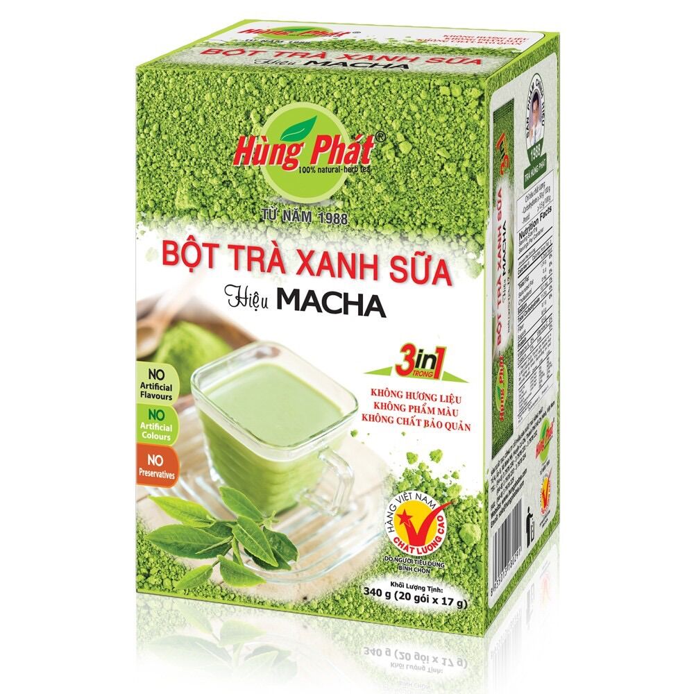 Bột trà xanh sữa Hùng Phát 340gr