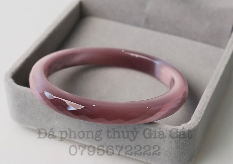 Vòng tay đá mắt mèo tím cắt giác