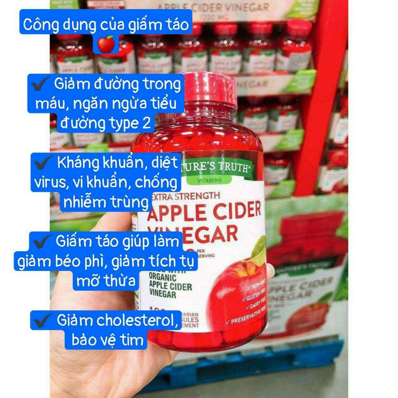 Viên uống giấm táo Nature's Truth Apple Cider Vinegar 1200 mg 180 viên