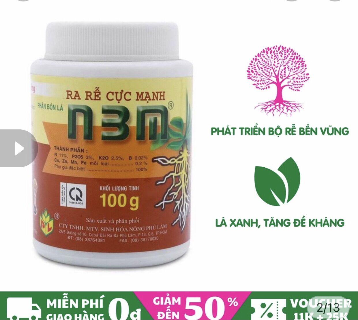 N3M kích rễ cực mạnh lọ 100g, siêu kích rễ cây trồng n3m. Phân bón kích rễ
