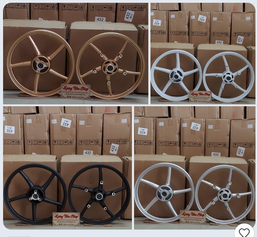 bánh mâm RAIDER SATRIA kiểu RCB bảng 1.4 sau 1.6 full bạc đạn có 4 màu như hình gắn như zin