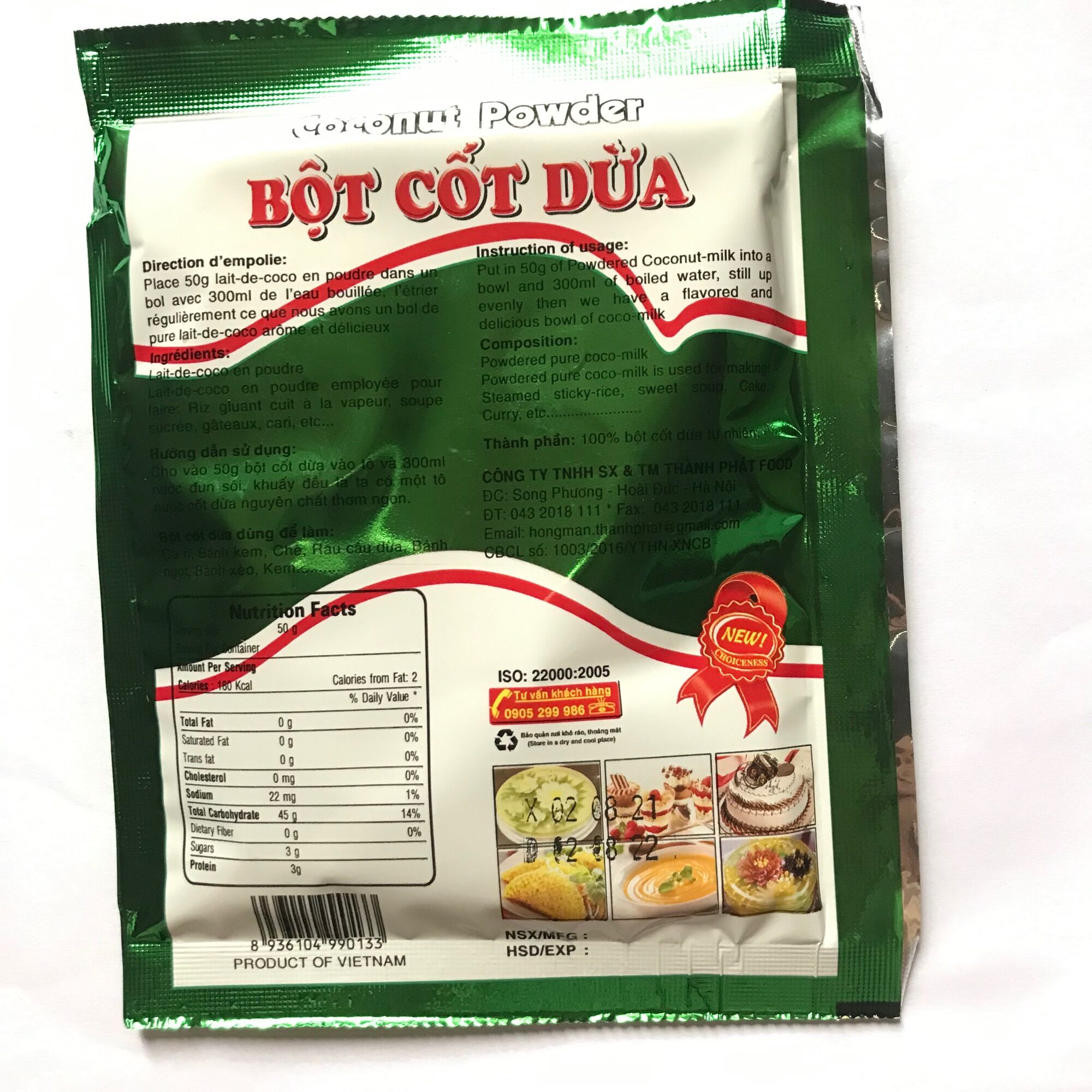Bột CỐT DỪA nguyên chất gói 50g