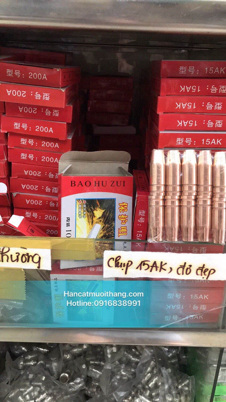 Bộ 10 chụp khí hàn mig 15ak hộp xanh -15ak đồng đỏ -và 15ak con sói hiệu blackwol