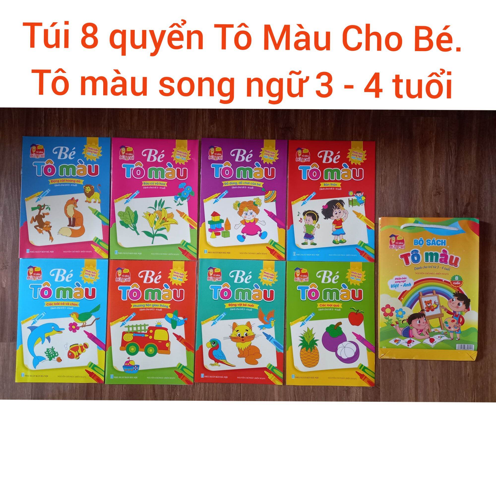 Combo túi 8 cuốn bé tô màu 3-4tuổi