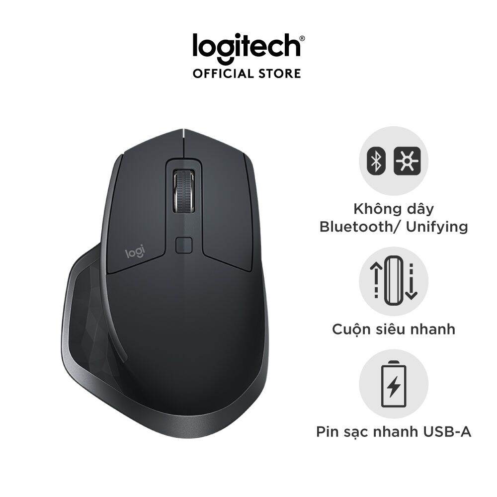Chuột không dây Bluetooth Logitech MX Master 2s - form to, con lăn Hyperfast, sạc nhanh USB-A, phù hợp Mac/Laptop