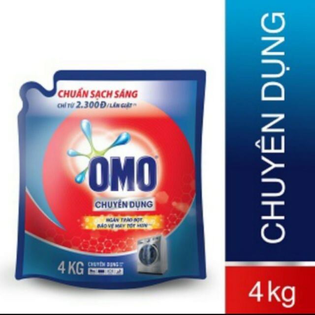 Omo nước giặt túi 4kg cửa trước.