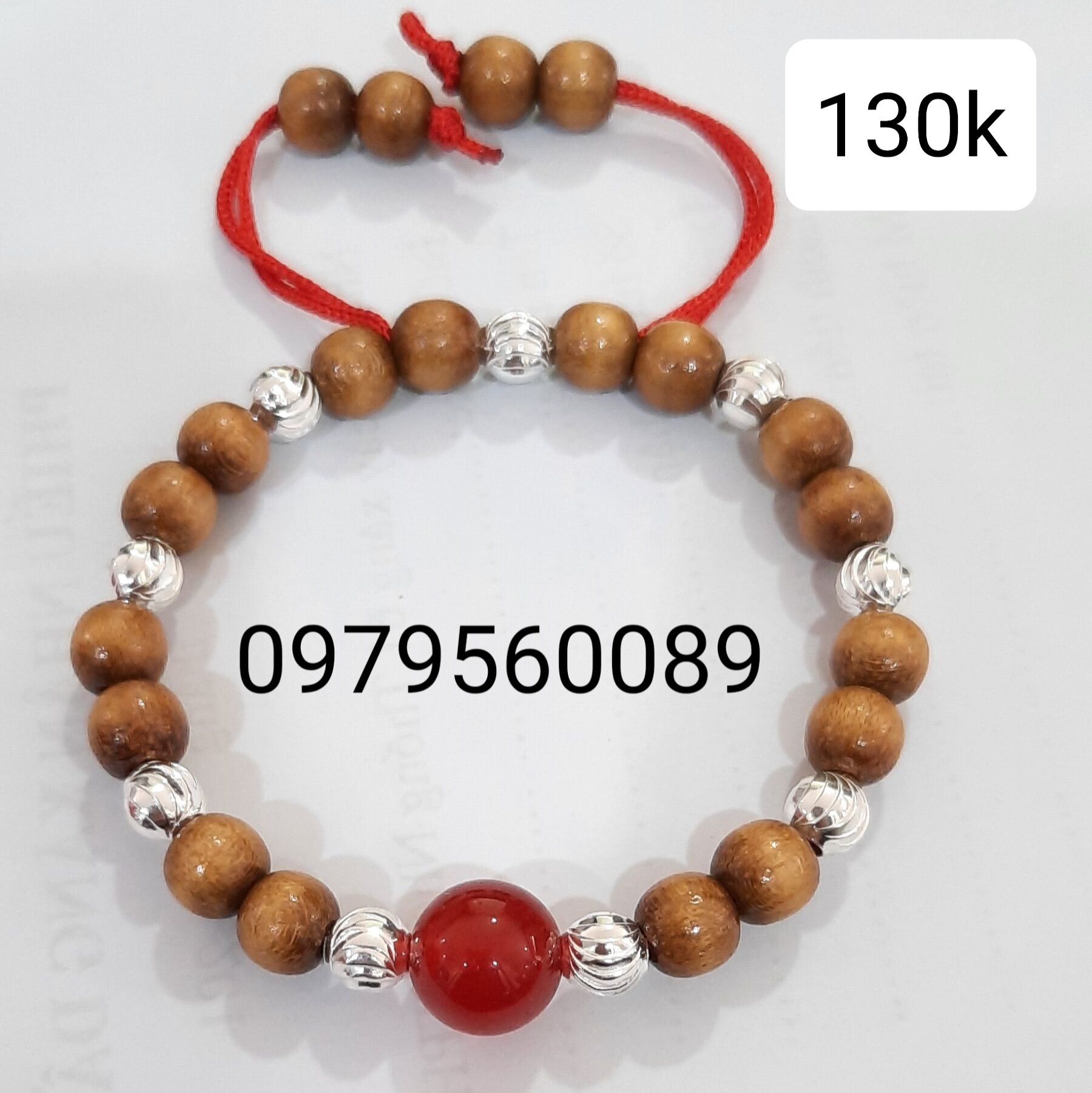 Vòng dâu tằm cho bé gái 9 bi bạc đính đá mệnh