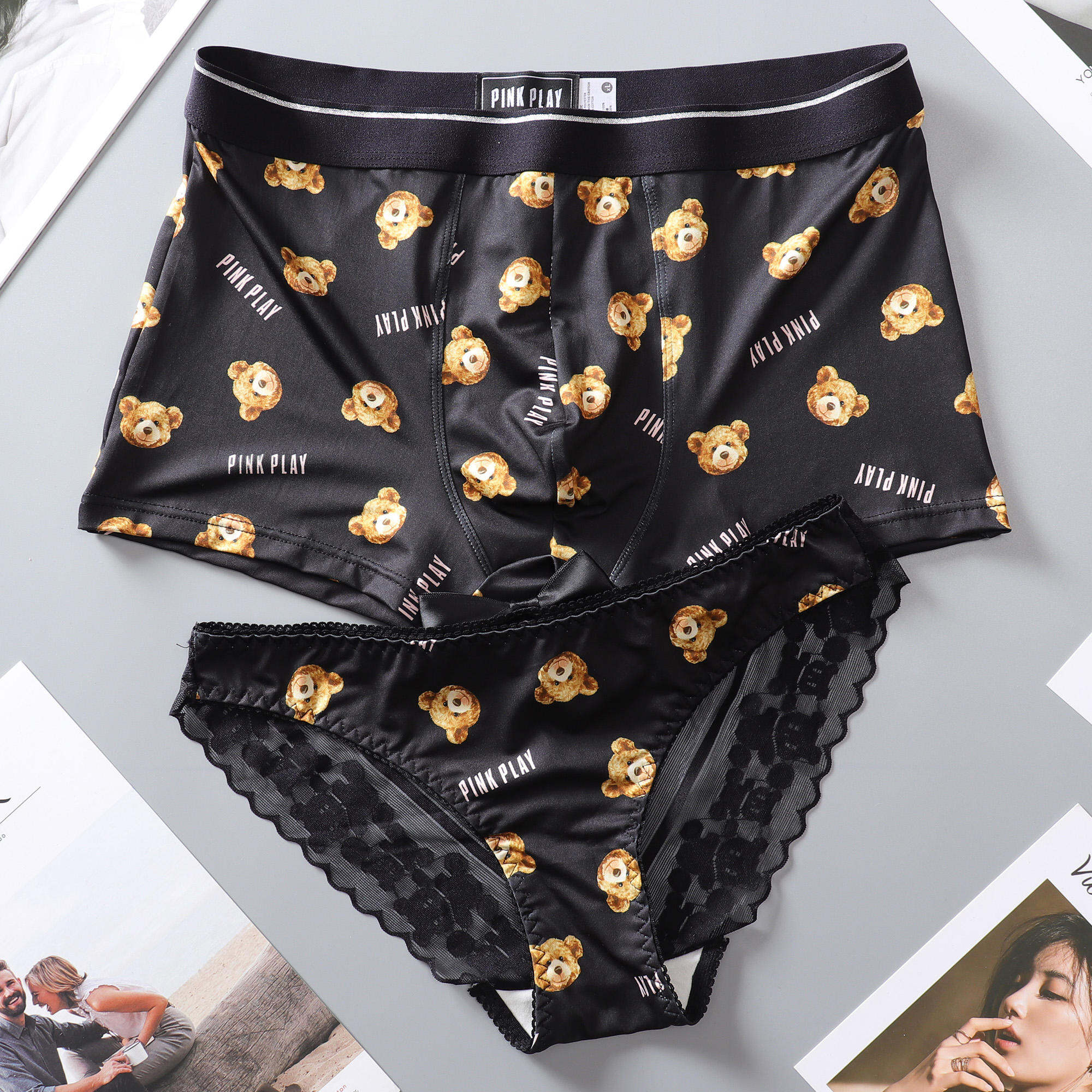 Quần Lót Tình Nhân Bộ Đồ Lót Quyến Rũ Gợi Cảm Cho Nam Nữ Mẫu Dễ Thương Trong Suốt Gợi Cảm Quần Lót Cotton Gấu Đáng Yêu Ngọt Ngào