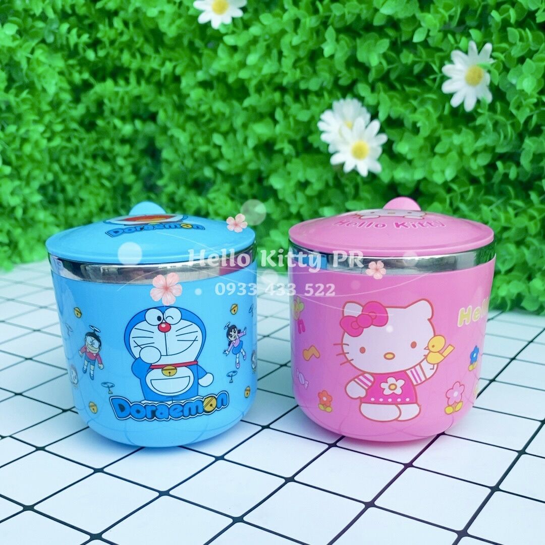 Ly cốc inox Hello Kitty Doremon Doraemon