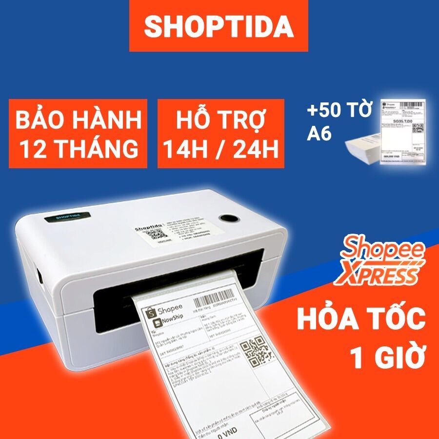 [Oder] Máy in đơn hàng TMĐT Shoptida-HPRT N41 In siêu nhanh tiết kiệm thời gian, sử dụng giấy in tem