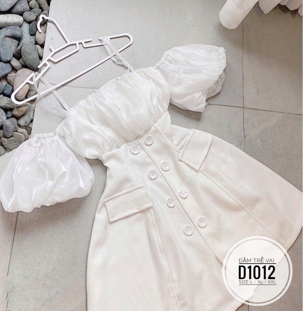 60-90kg Bigsize ĐẦM TRỄ VAI PHỐI NÚT D1012