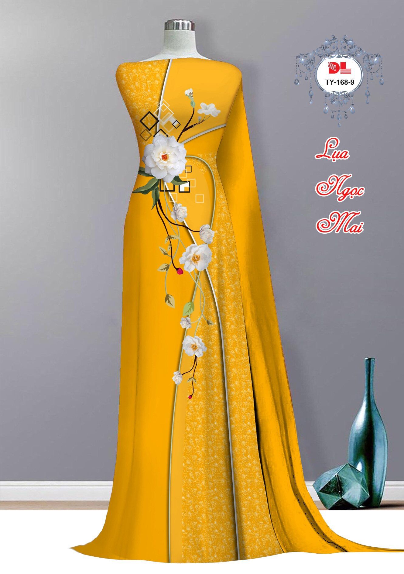 Vải áo dài in hoa phần eo