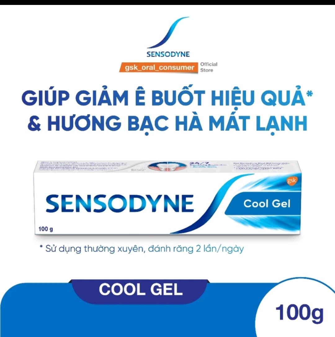 Kem đánh răng Sensodyne Cool Gel -Mát lạnh hương bạc hà,giúp bảo vệ răng ê buốt mỗi ngày ( Tuýp 100 g)