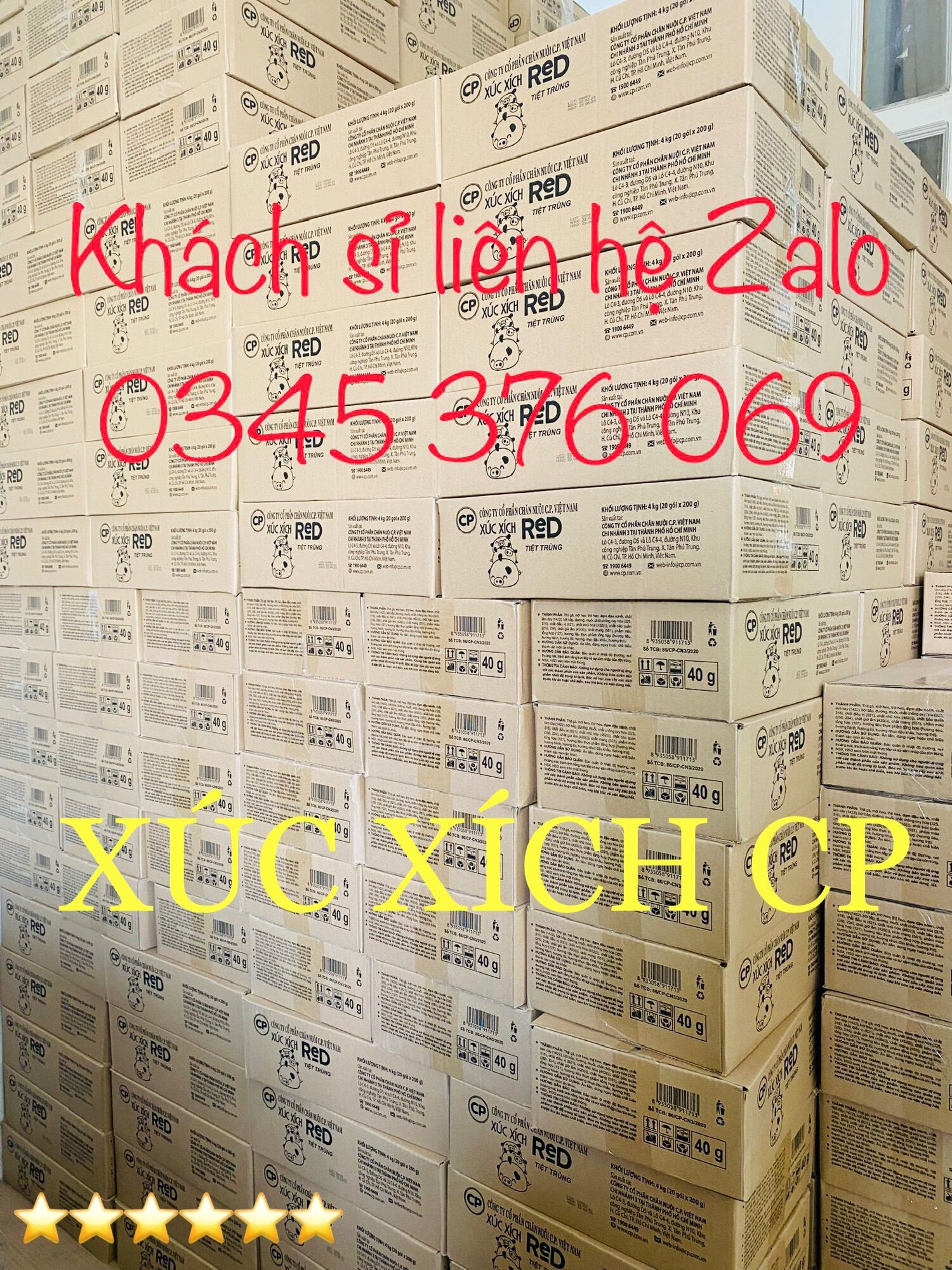 Combo 10 túi 50 cây Xúc Xích Heo CP (50 cây x 40g)