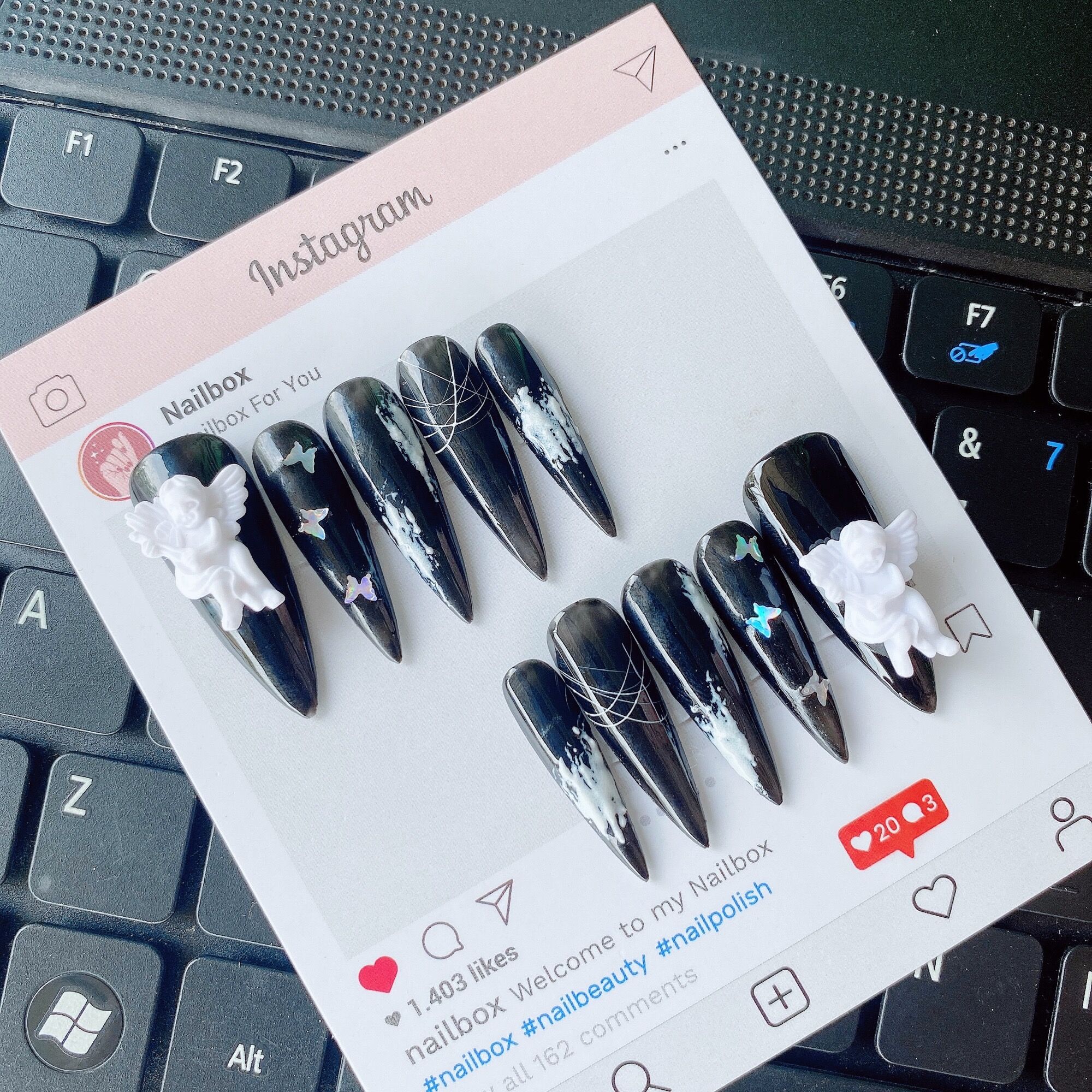 Nailbox thiết kế kèm keo và dũa _ mẫu thiên thần