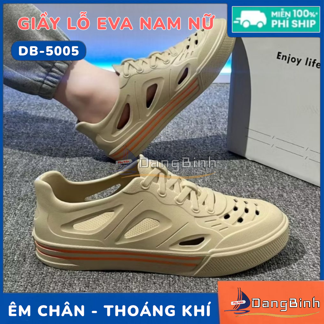  Giày Nhựa Lỗ Nam Nữ Thoáng Khí Đi Mưa Đi Biển Chất Liệu Eva Mềm Êm Siêu Nhẹ Không Thấm Nước 
