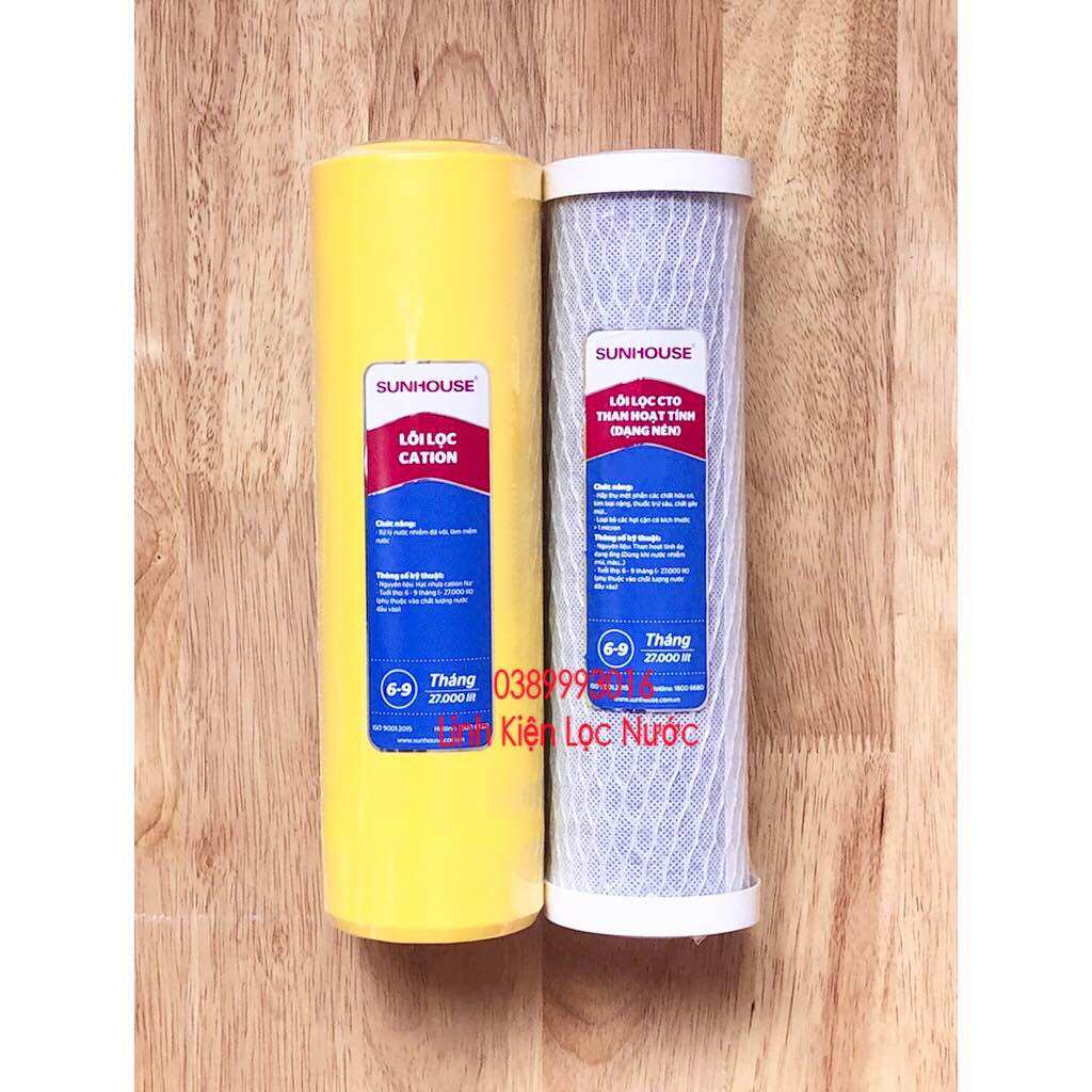 Bộ lõi lọc nước 23 Cation CTO Sunhouse khư nước nhiễm đá vôi, phèn, clo