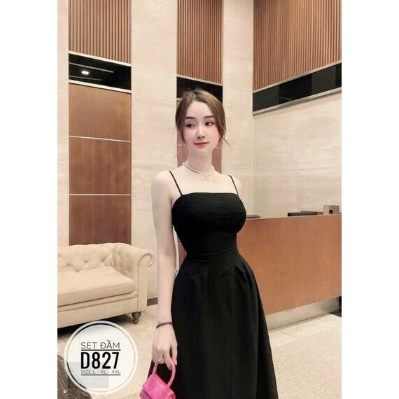 [Ảnh thật] 60=>90kg Bigsize SET ĐẦM KÈM ÁO VIỀN D827