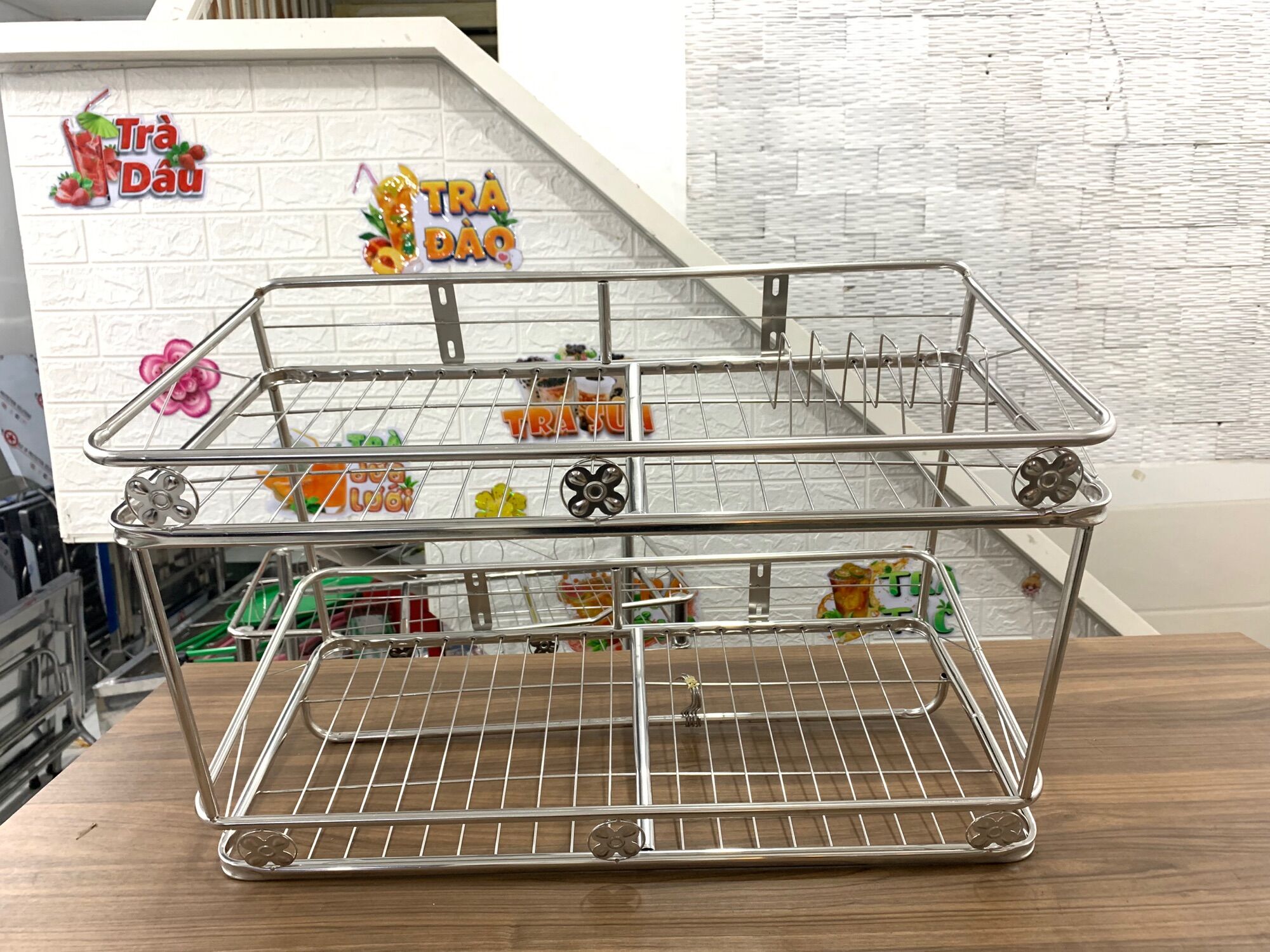 [SIÊU TỐC GIÁ SỈ] úp chén đĩa inox 2 tầng, kệ úp chén inox treo tường