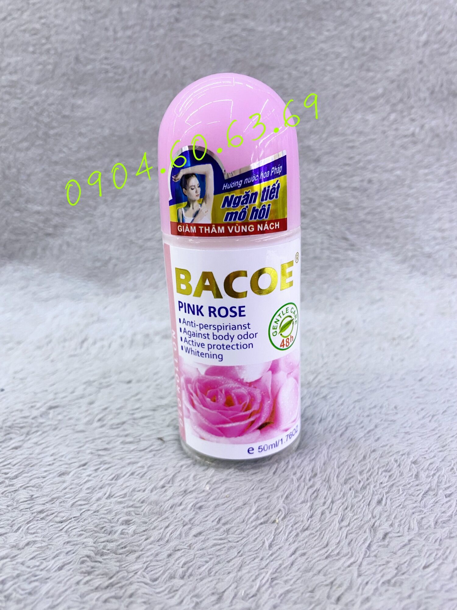 Lăn khử mùi trắng da hương nước hoa pháp 50ml bacoe pink rose