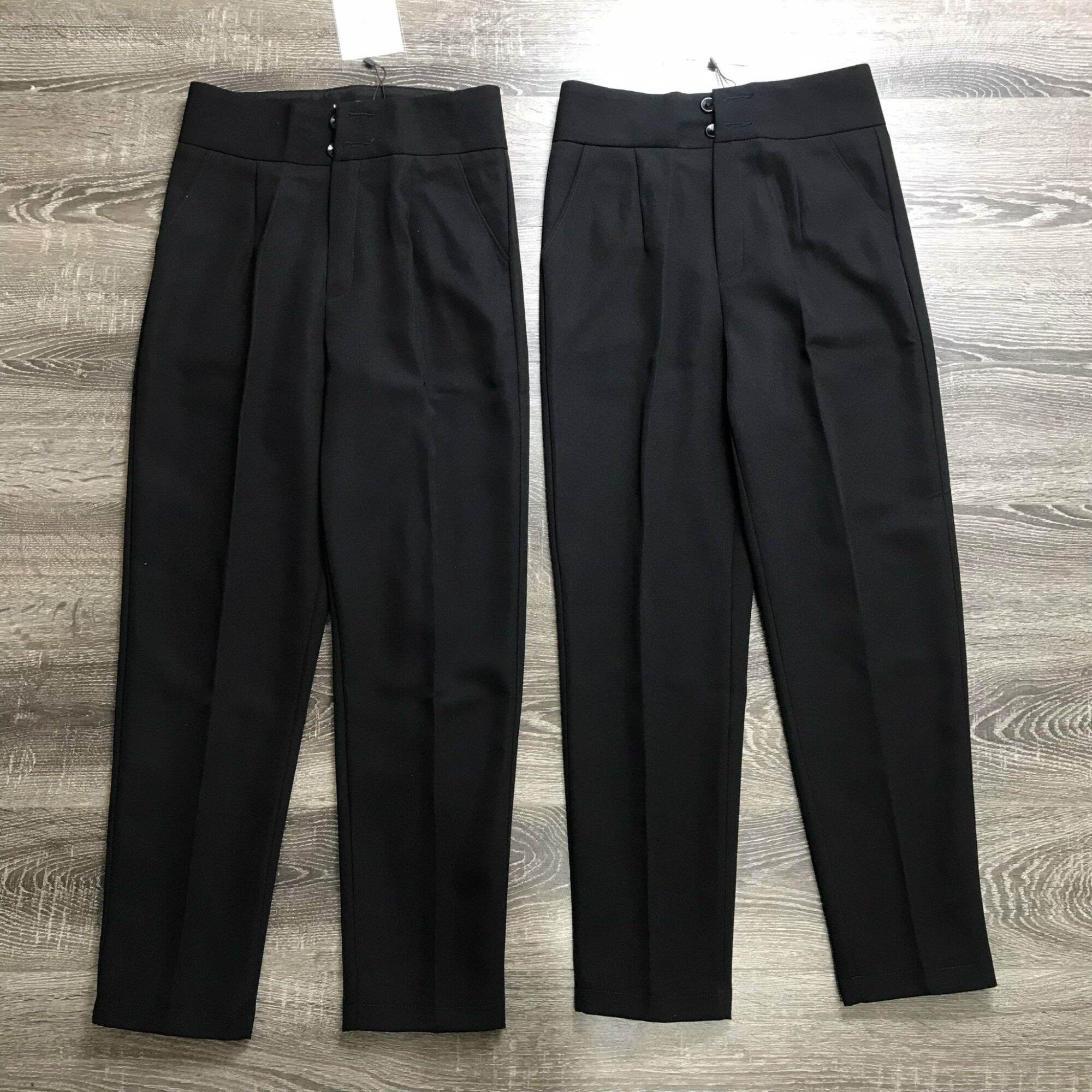 Quần baggy 2 cúc màu đen mặc đẹp