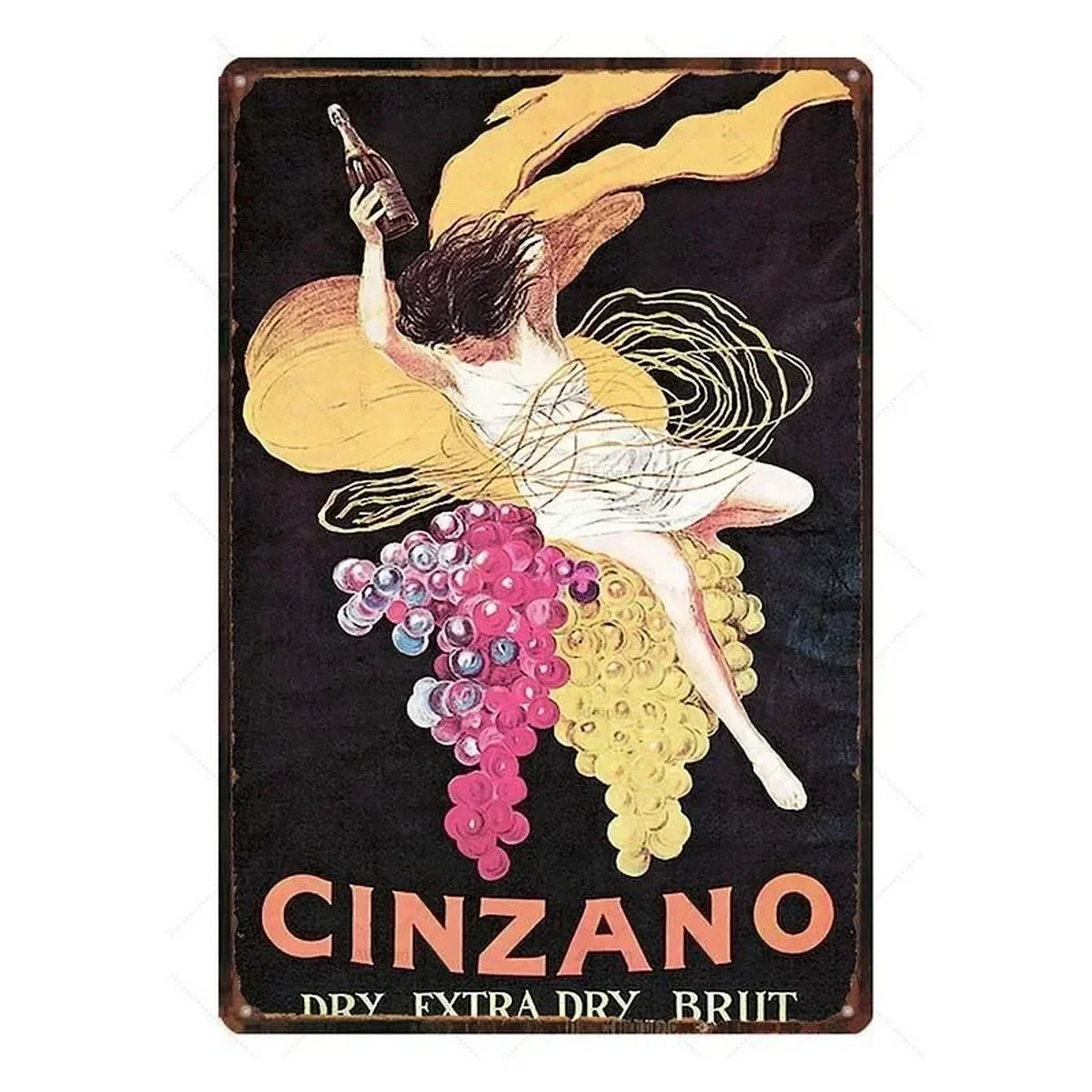 Vintage Champagne Kim Loại Tín Hiệu Cinzano Nghệ Thuật Poster Sắt Tranh Treo Tường Trang Trí Mảng Bám Cho Người Động Nhà Cafe Vườn Câu Lạc Bộ thanh