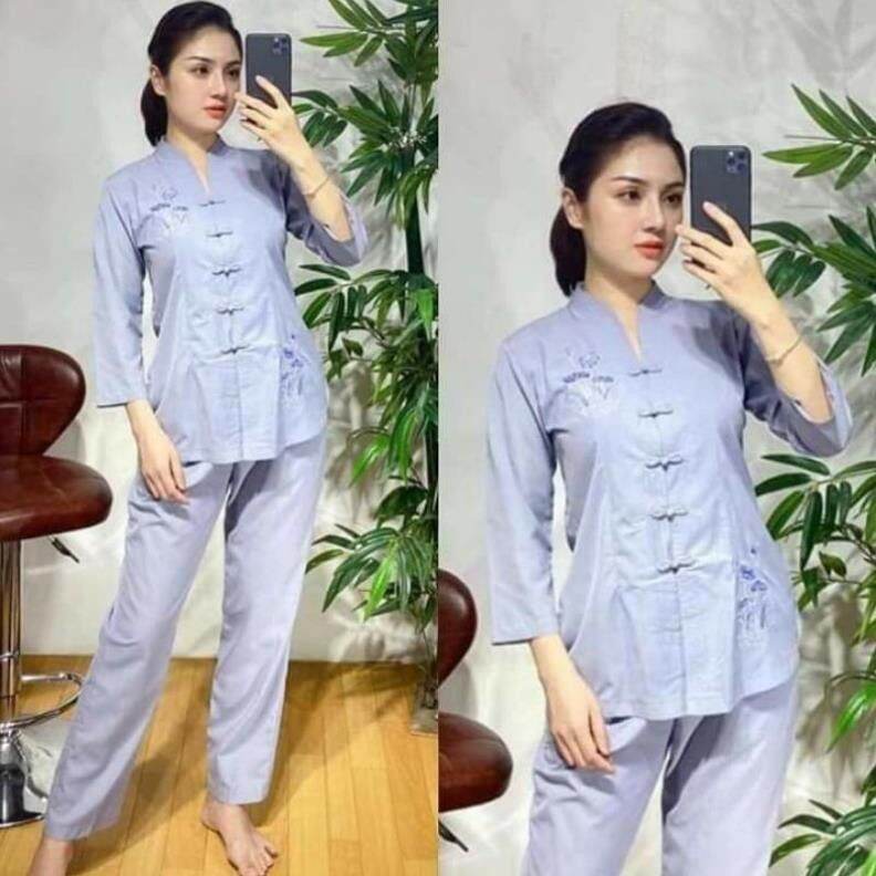 Đồ lam đi chùa - mẫu nữ bà lai tim loại 1