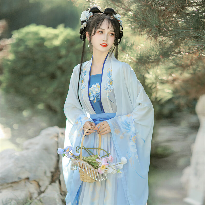 Váy Xếp Ly Hanfu Cổ Trang Cho Nữ, Váy Xếp Ly Một Mảnh Thêu Công Phu, Váy Hanfu Thường Ngày, Váy Hanfu Phong Cách Cổ Điển