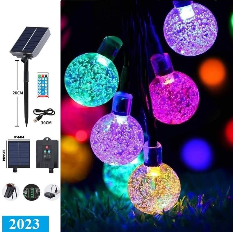 Đèn led dây năng lượng mặt trời 60 bóng 11m Có thể sạc bằng điện (mẫu mới 2023)