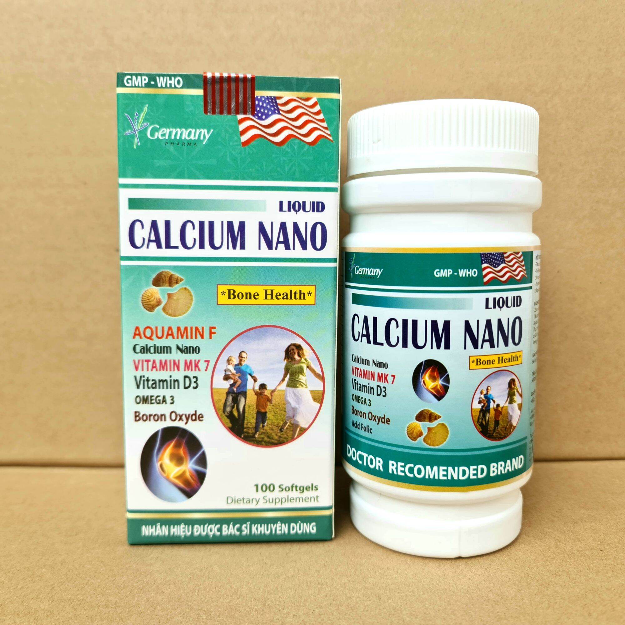 LIQUID CALCIUM NANO giúp bổ sung canxi, chống còi xương, loãng xương - Hộp 100 viên chính hãng (XL)