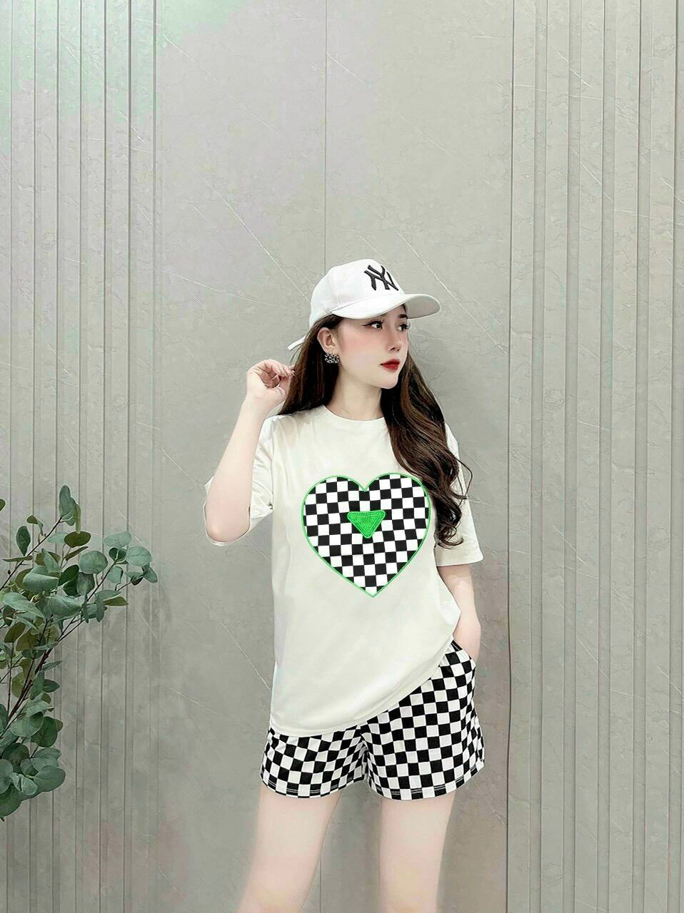 BỘ SHORT COTTON THÊU TIM PHỐI 3D