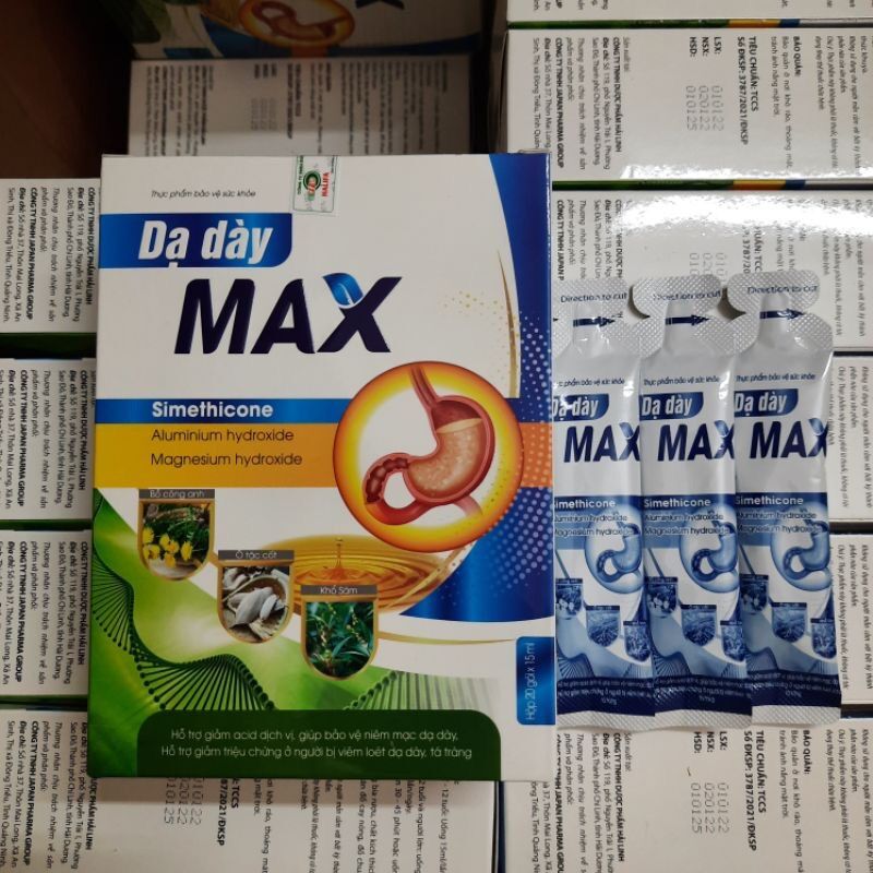 Siro dạ dày max giảm acid dịch vị, bảo vệ niêm mạc dạ dày _ hộp 20 gói