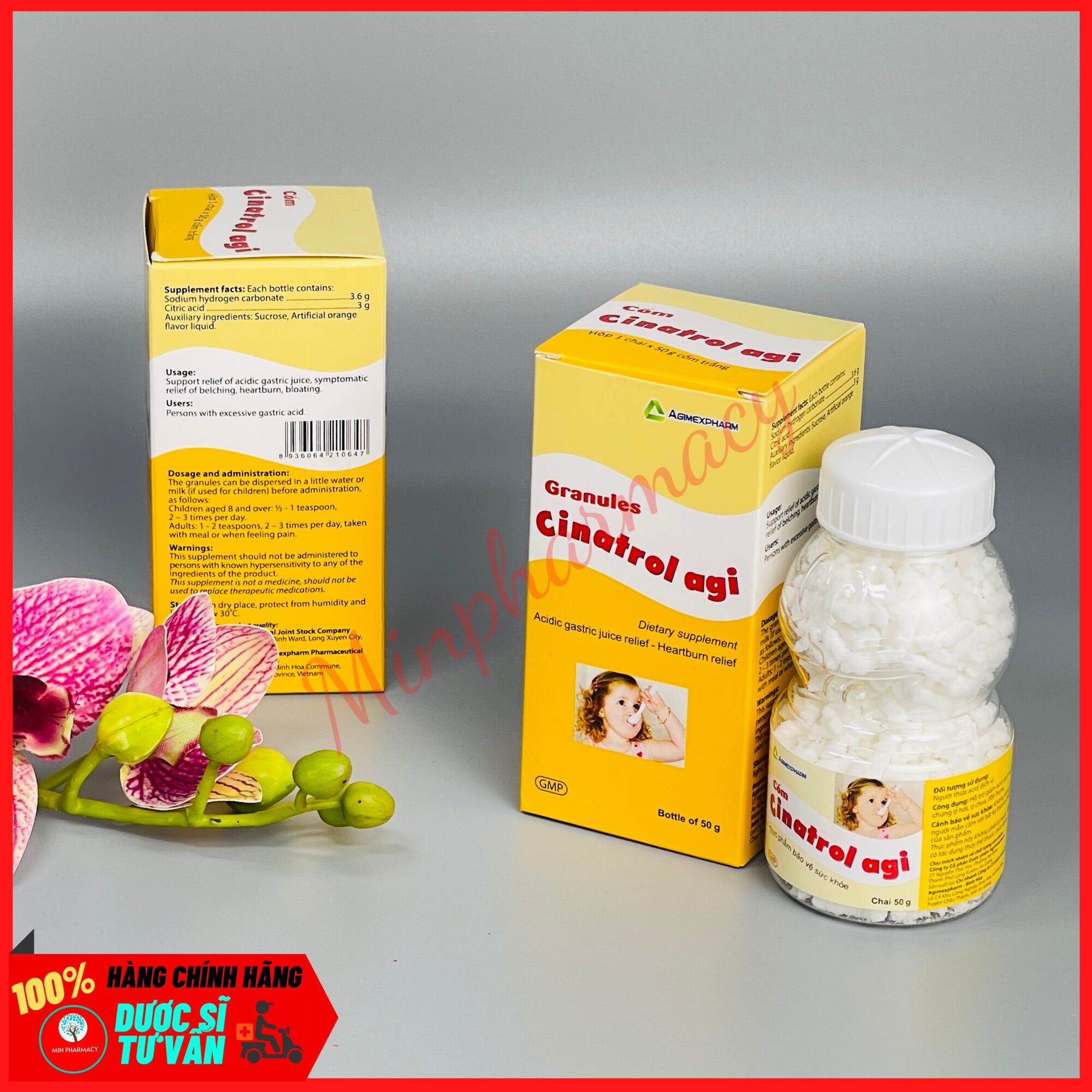 Cốm tiêu hóa trẻ em CINATROL AGI Cốm trắng (chai 50g) - Minpharmacy