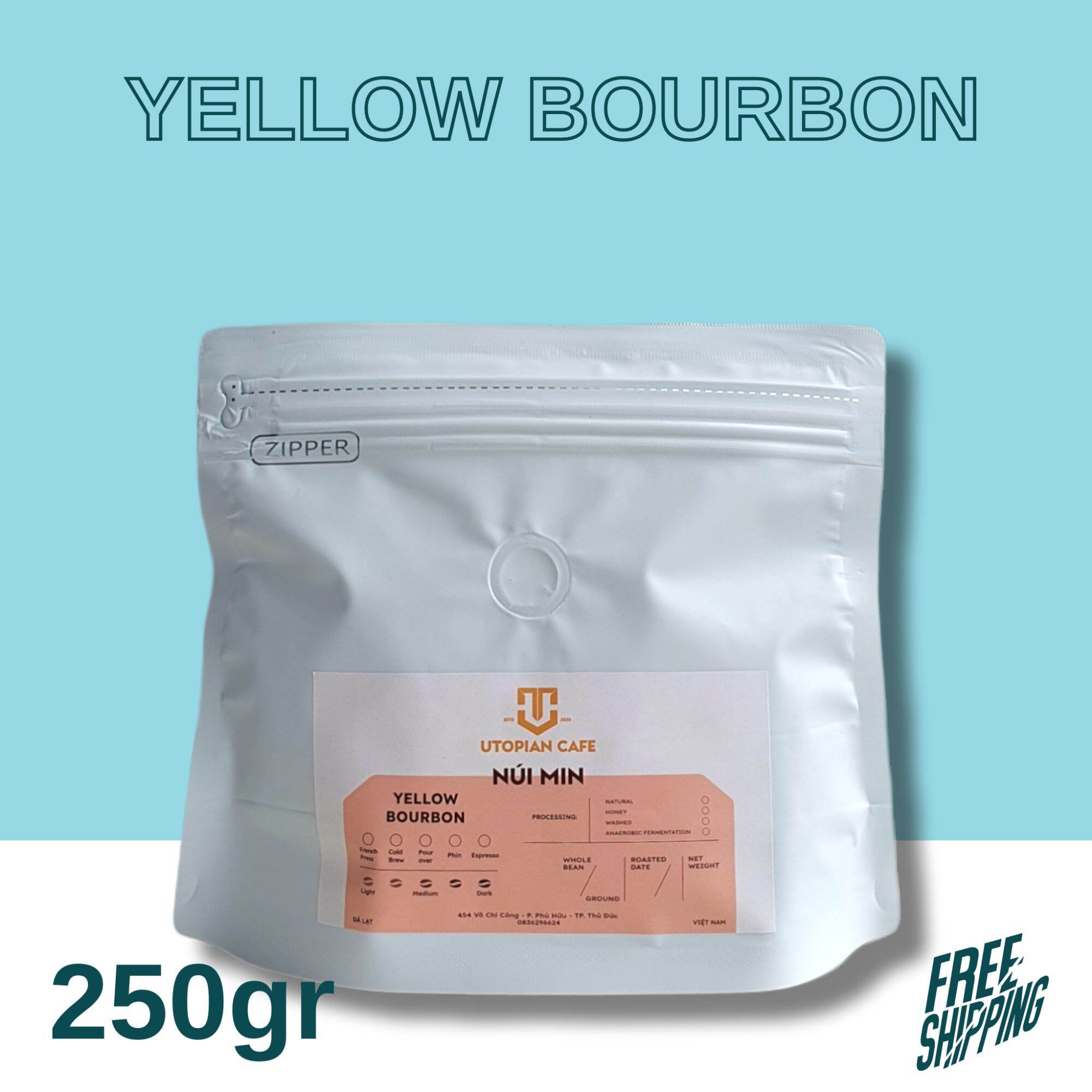 250Gr- Cà Phê Arabica Yellow Bourbon Cầu Đất- Dòng cà phê đặc biệt dành cho Pour Over