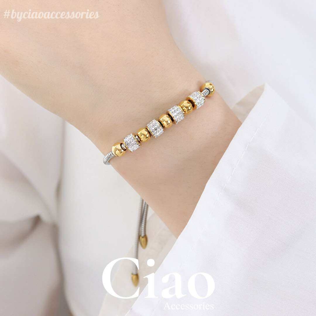 [LUXURY] Vòng tay, lắc tay titan không gỉ đính charm xinh xắn mã 26 Ciao
