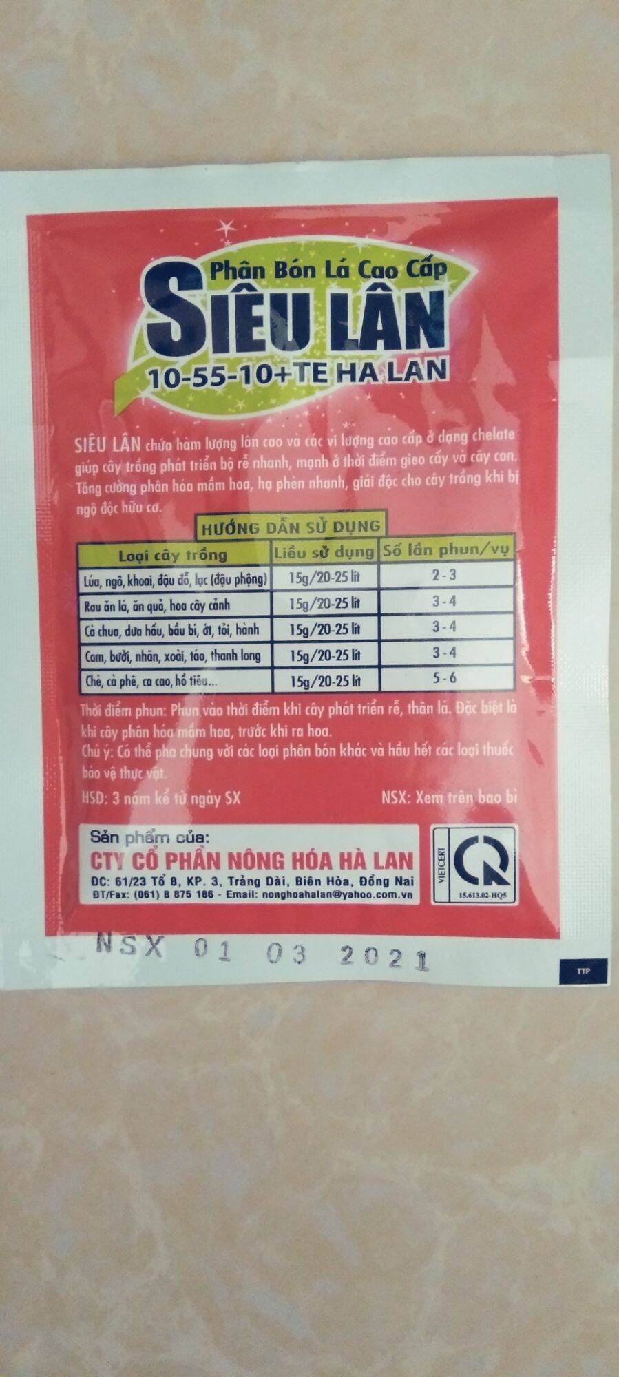 Phân bón lá cao cấp siêu lân đỏ 15g