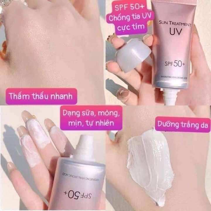 Kem Chống nắng UV Sun treatment , spf50+ chống nắng, Dạng sữa, thấm thấu nhanh, dưỡng trắng da