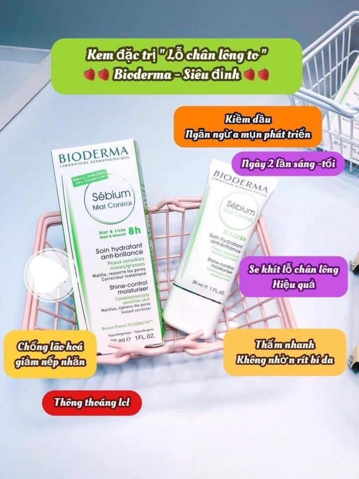Kem dưỡng se khít lỗ chân lông bioderma sebium