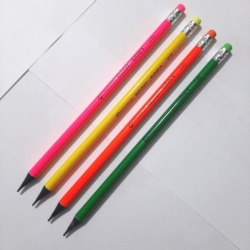 Bút chì Gỗ đen 2B màu dạ quang Cenvava Mini-6001