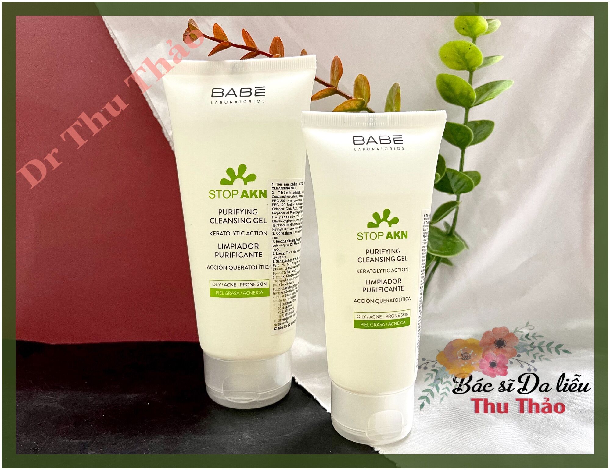 Sữa rửa mặt dành cho da mụn babe stop akn purifying cleansing gel 100ml/200ml