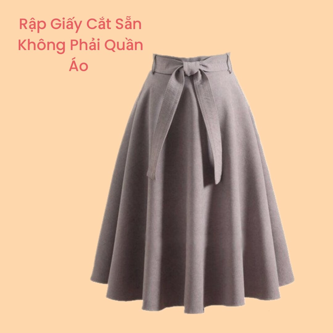 Rập giấy cắt sẵn - Rập giấy may chân váy xòe rủ nơ eo nữ