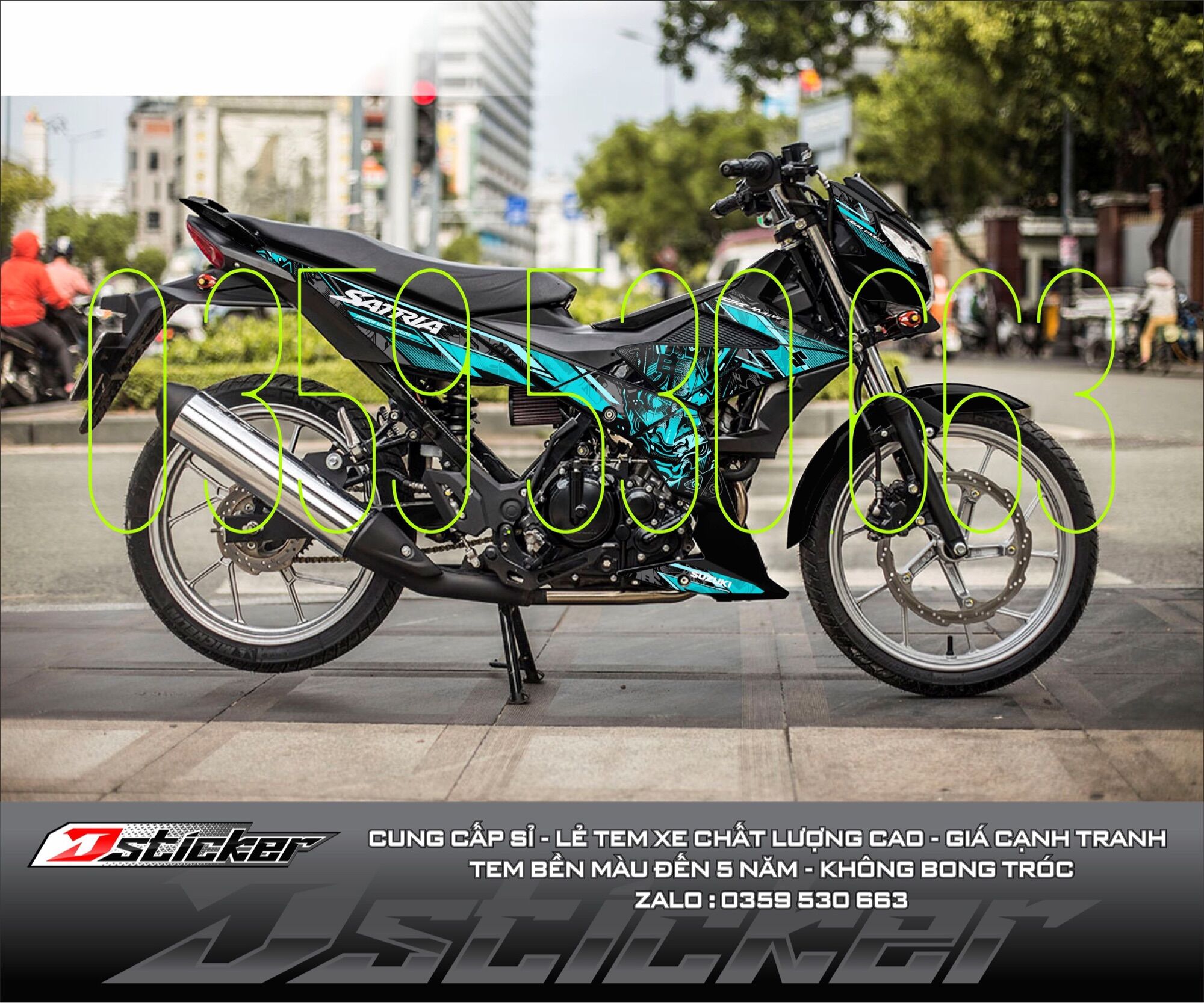 Tem rời Samurai dán Satria xe đen - siêu hot