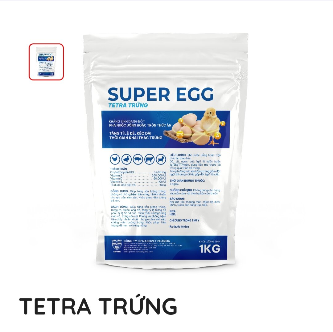 TETRA TRỨNG -200g . GIÚP GIA CẦM TĂNG SẢN LƯỢNG TRỨNG, TO, ĐỀU