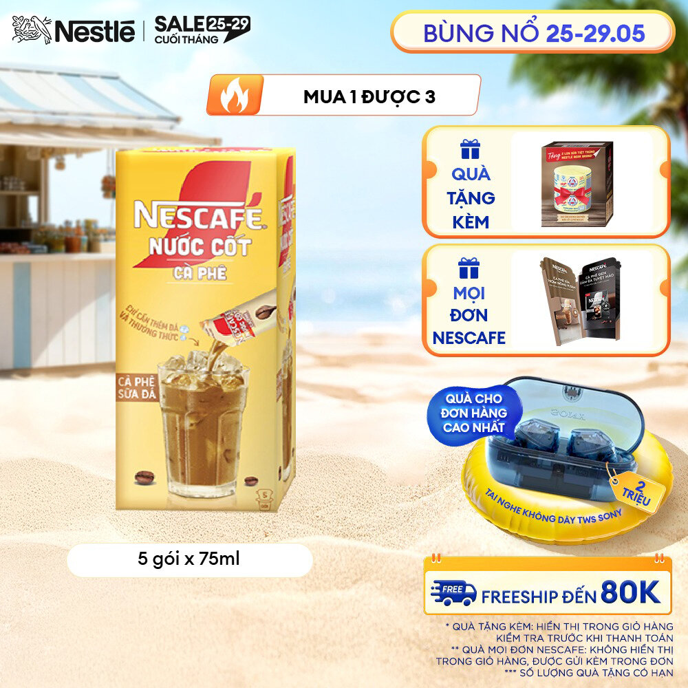 [ƯU ĐÃI THÁNG 5] NESCAFÉ Nước Cốt Cà Phê vị Café Sữa Đá (Hộp 5 Gói)-FUJJI