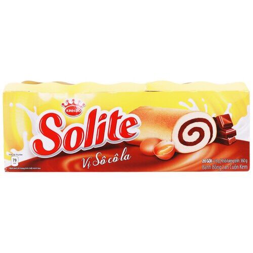 Bánh bông lan cuộn kem vị socola Solite hộp 360g (20 cái)