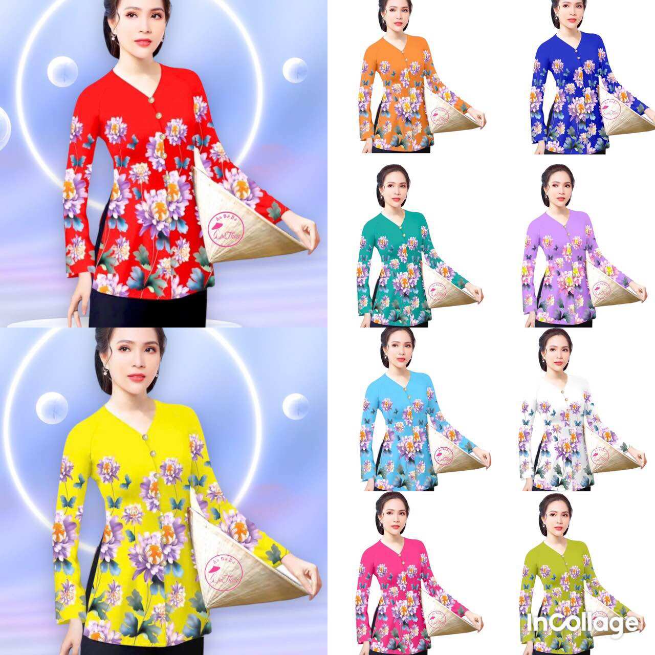 Áo bà ba nữ in hoa,bà ba thun in hoa,bà ba in 4d